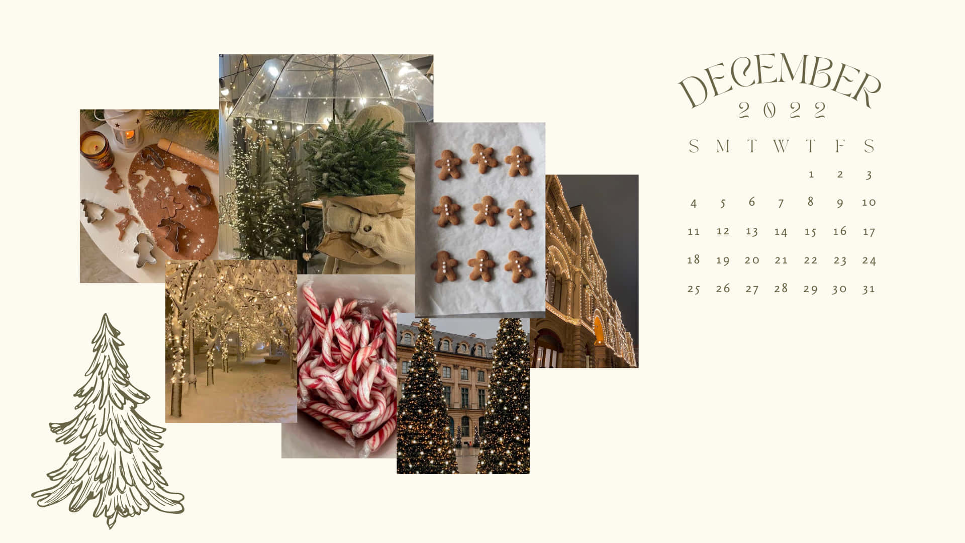 Christmas Mac Aesthetic, December 2022, gingerbread cookies, Full HD Desktop Wallpaper