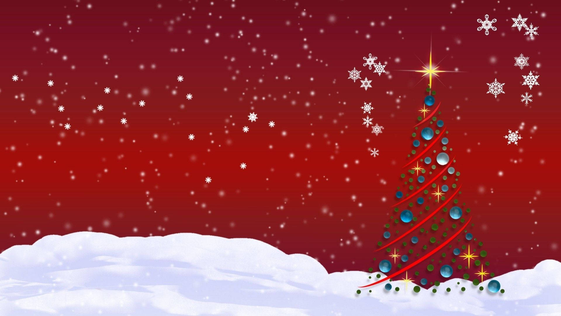 Christmas tree, blue ornaments, golden star, Full HD Desktop Wallpaper