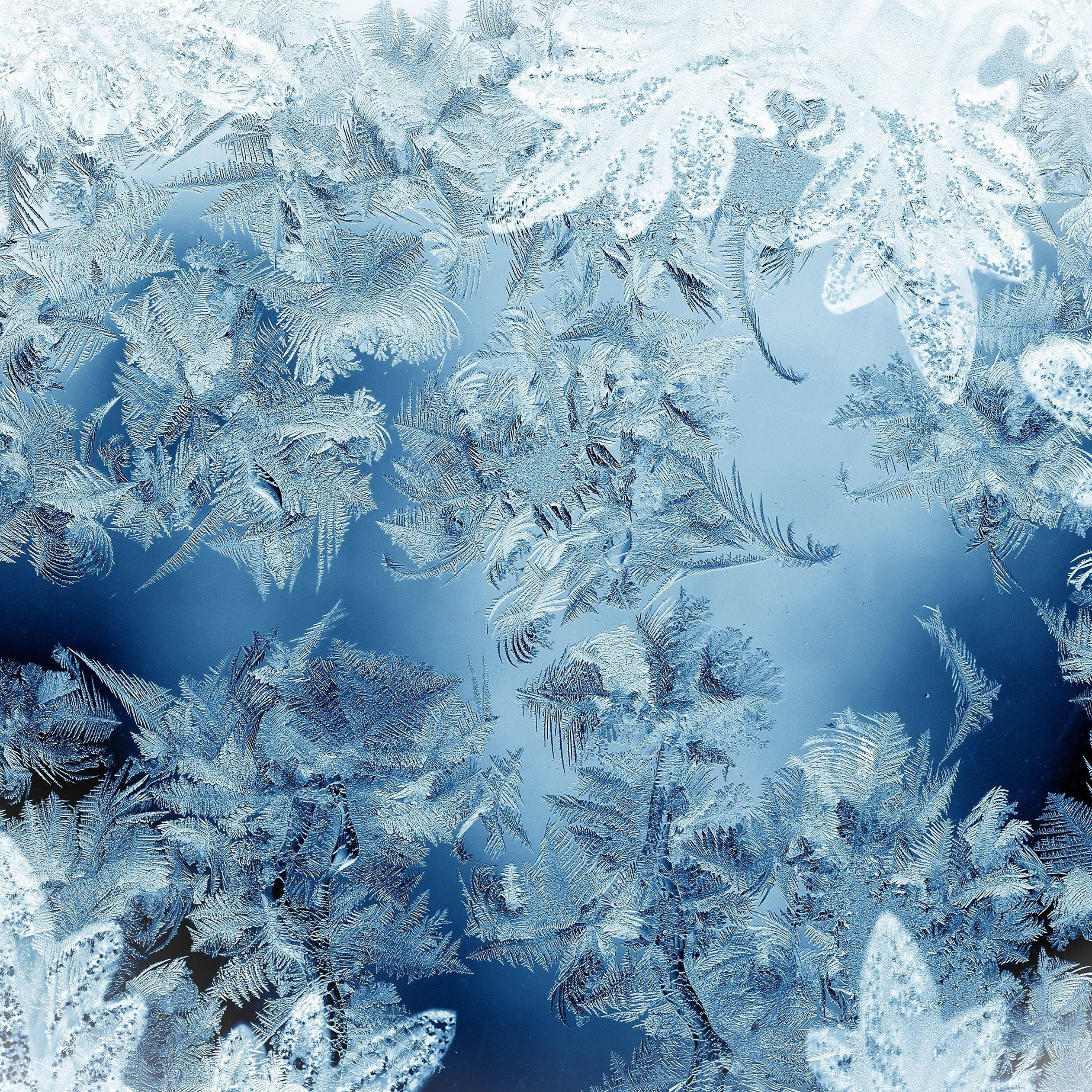 Christmas Mac, frost crystals, window pane, Full HD Desktop Wallpaper