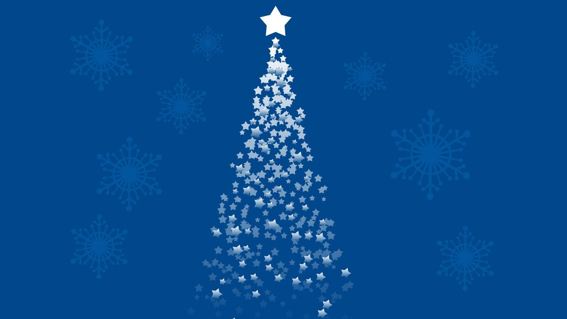 Christmas Mac, Christmas tree, white stars, Full HD Desktop Wallpaper