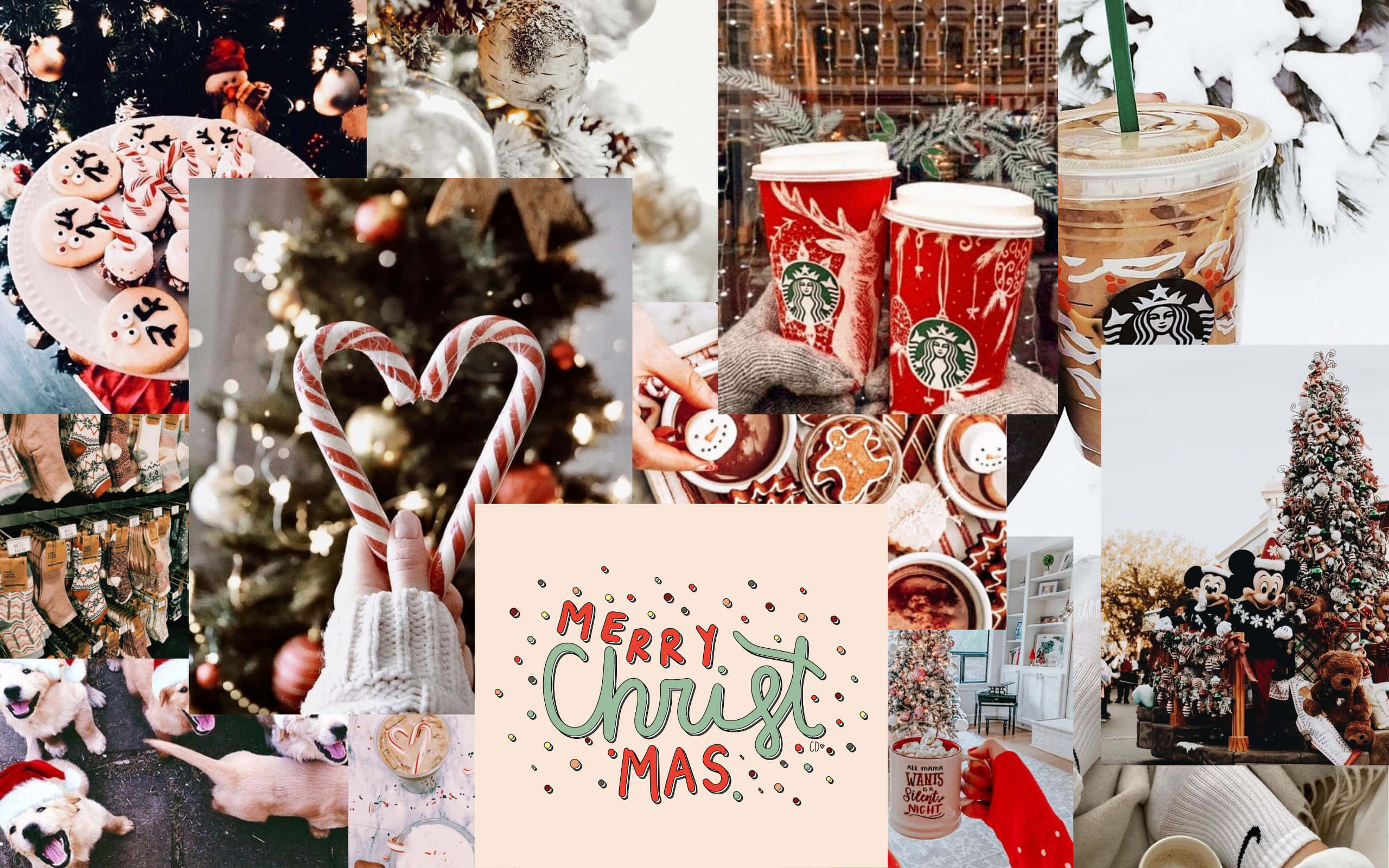 Christmas Mac aesthetic, gingerbread cookies, candy canes, 2K Desktop Wallpaper