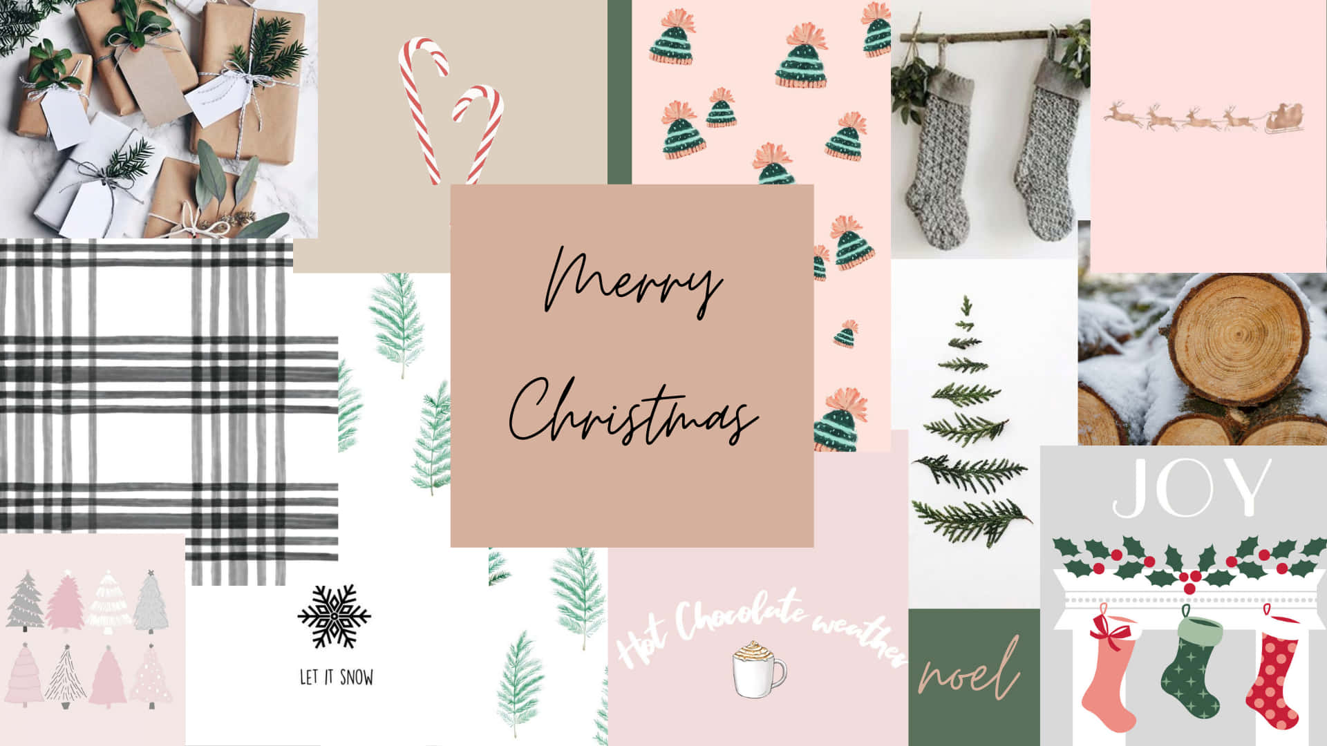Christmas, Mac aesthetic, pastel tones, Full HD Desktop Wallpaper