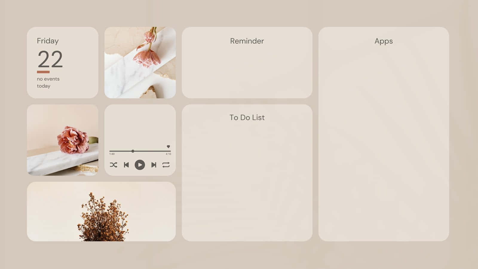 Mac Aesthetic, minimalist digital dashboard, soft beige tones, HD Desktop Wallpaper