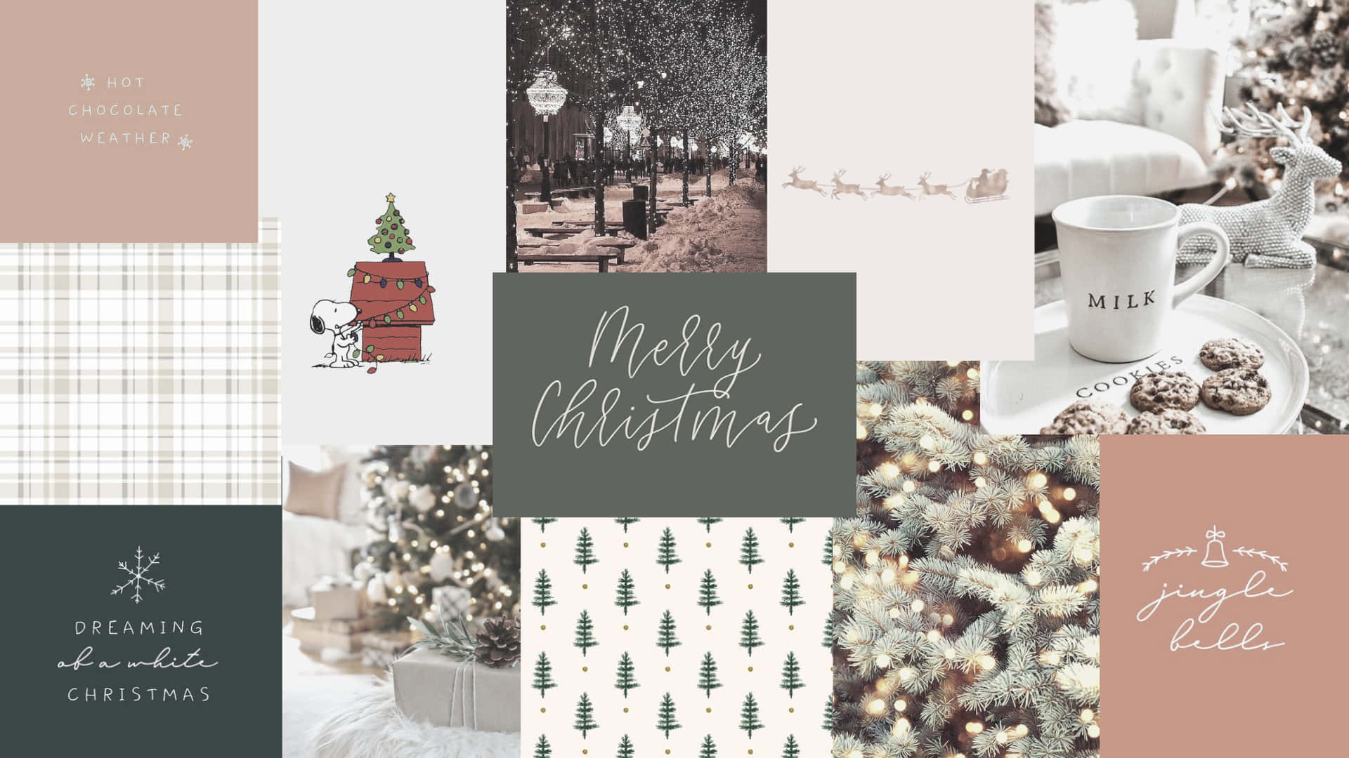 Christmas Mac, pastel holiday, snowflakes, Full HD Desktop Wallpaper