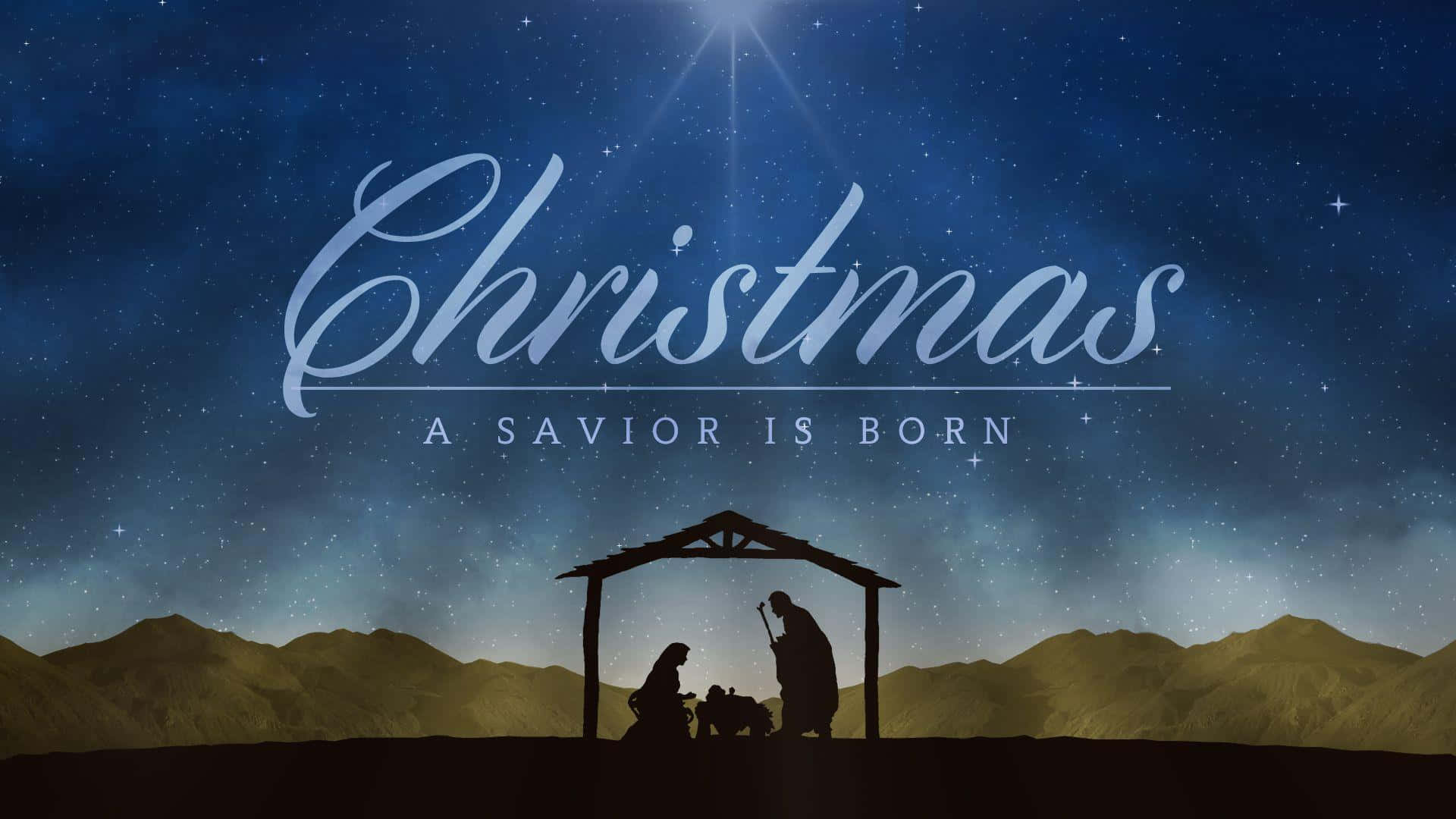 Christmas Nativity, savior is born, starry night sky, Full HD Desktop Wallpaper
