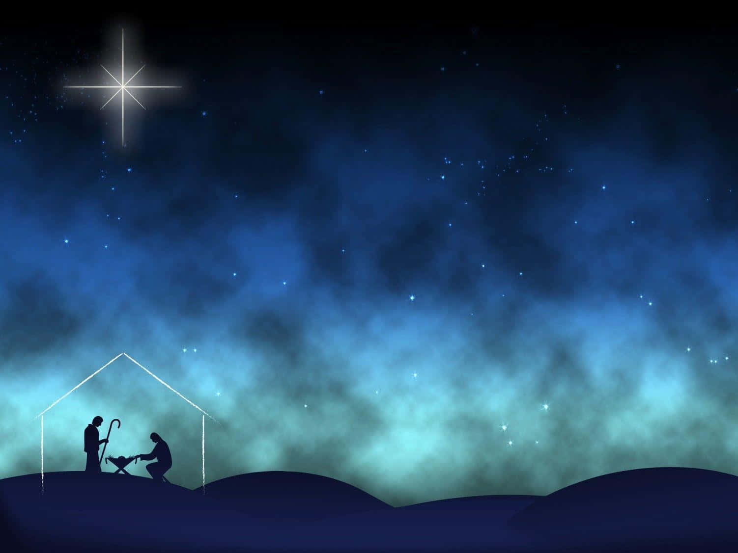 Christmas Nativity, manger, radiant star, HD Desktop Wallpaper