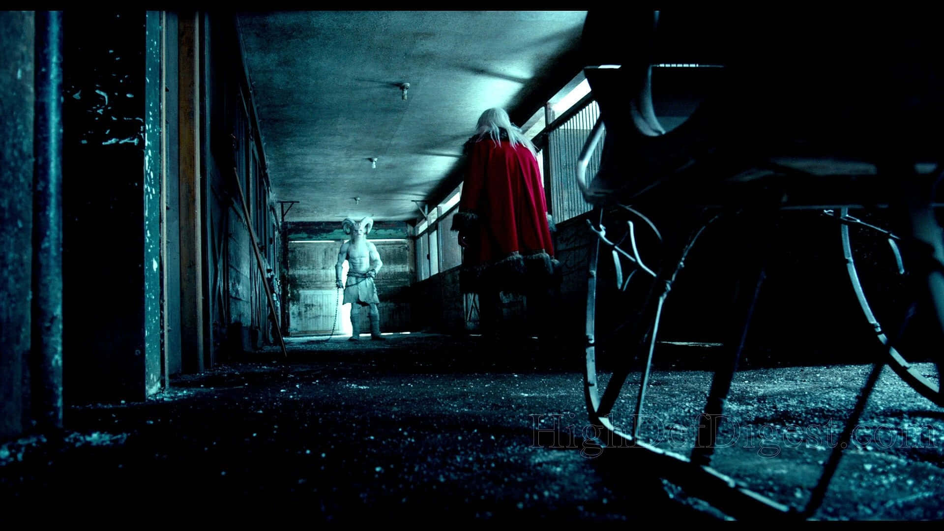 Christmas Night, red-cloaked figure, pale child, Full HD Desktop Wallpaper