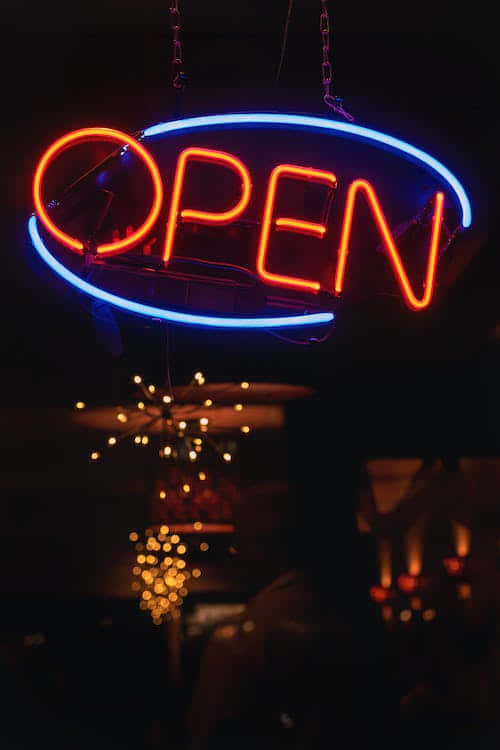Christmas Night, neon sign, OPEN, SD Phone Wallpaper