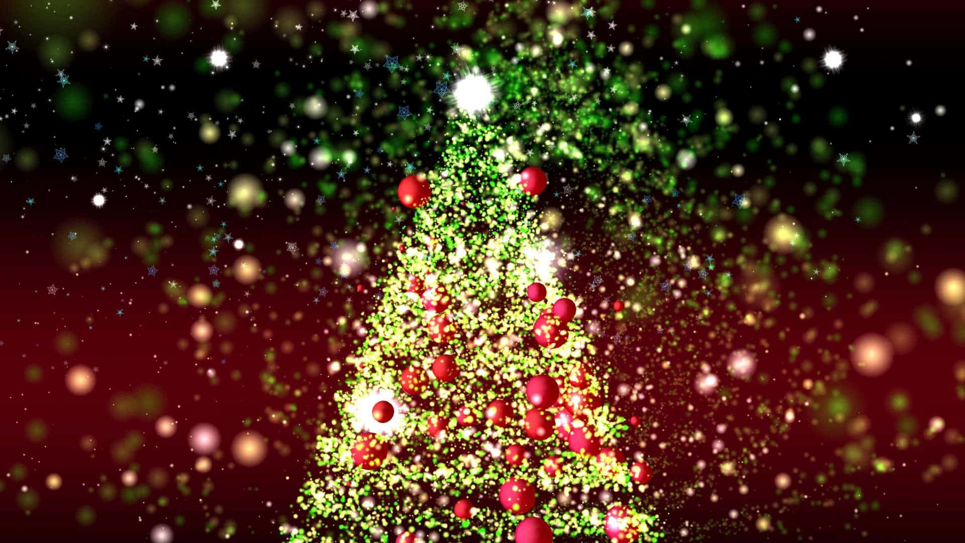 Christmas tree, green, red ornaments, Full HD Desktop Wallpaper