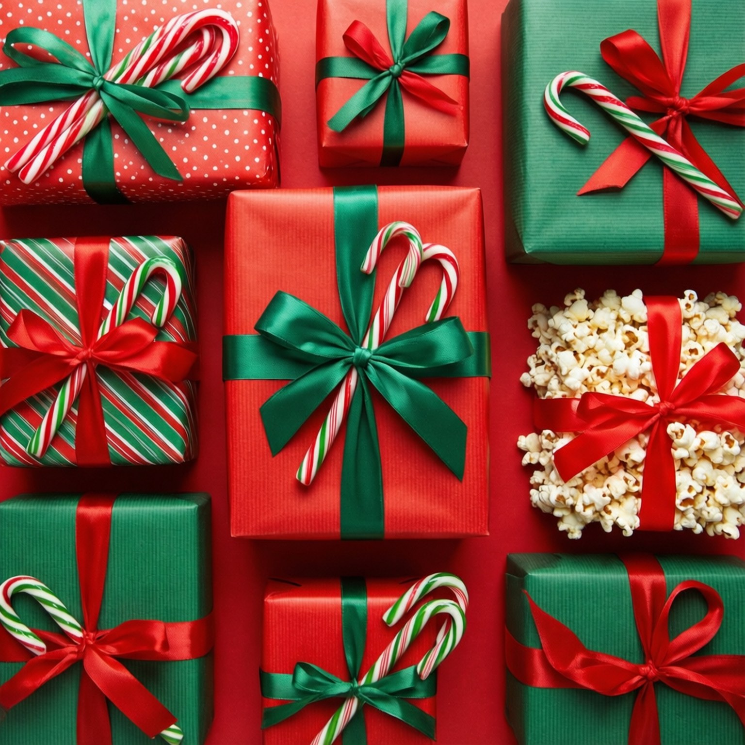 red, green, candy canes, HD Desktop Wallpaper