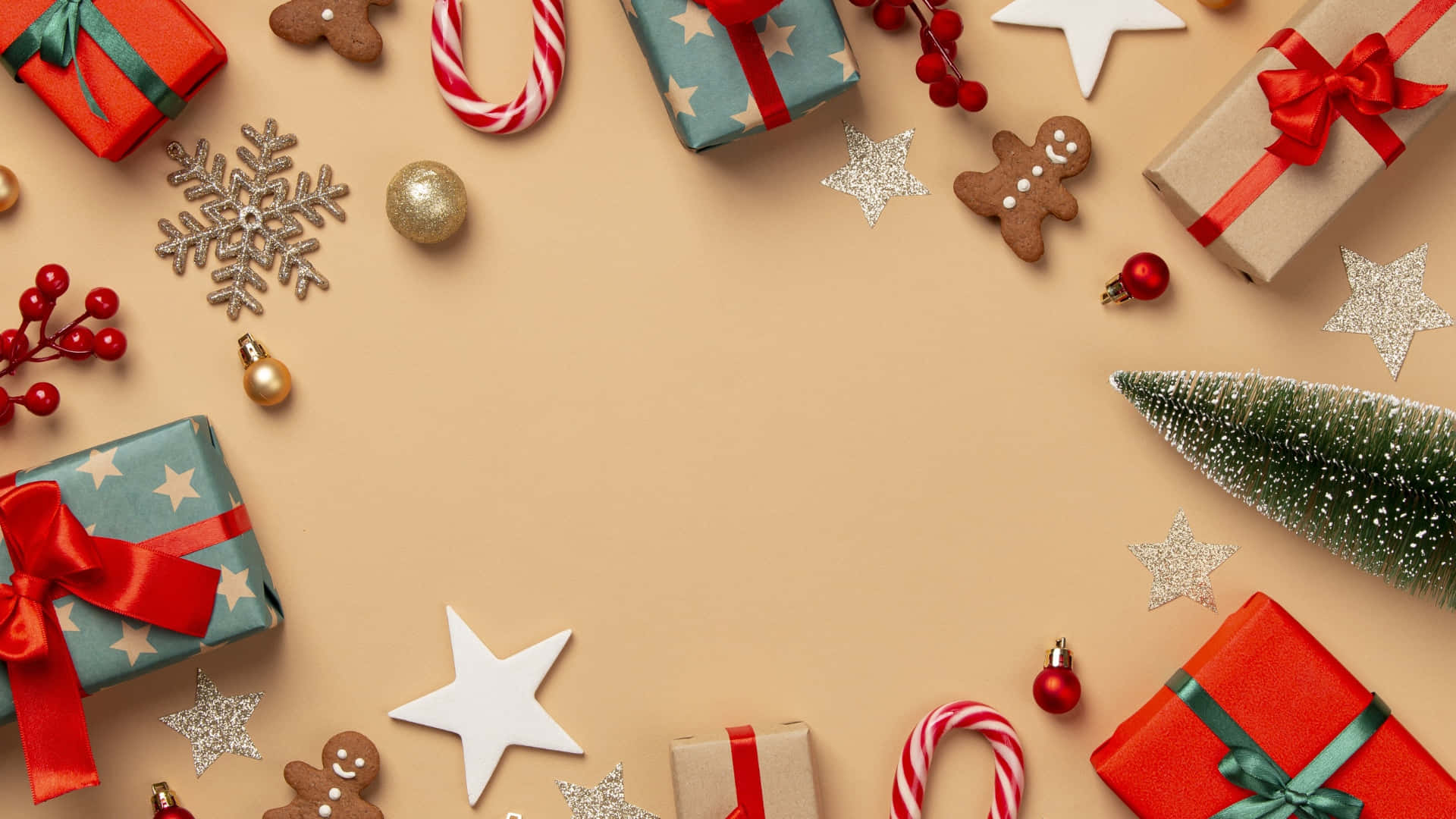 Christmas Presents, festive decorations, wrapped gifts, Full HD Desktop Wallpaper