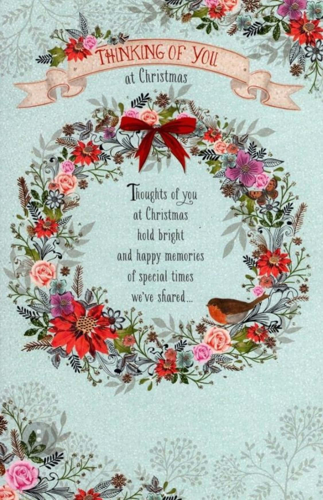 Christmas Quote Wreath, red bow, robin, HD Phone Wallpaper