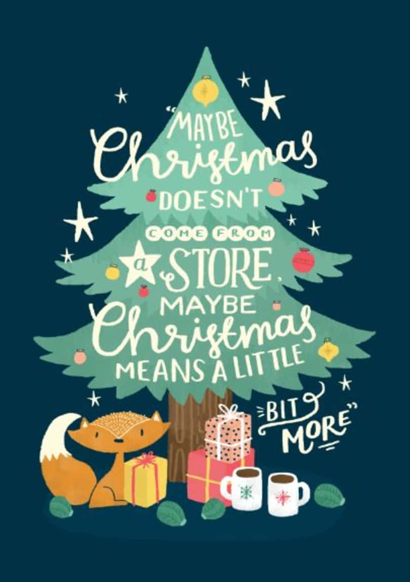 Christmas Quote, fox, gifts, SD Phone Wallpaper