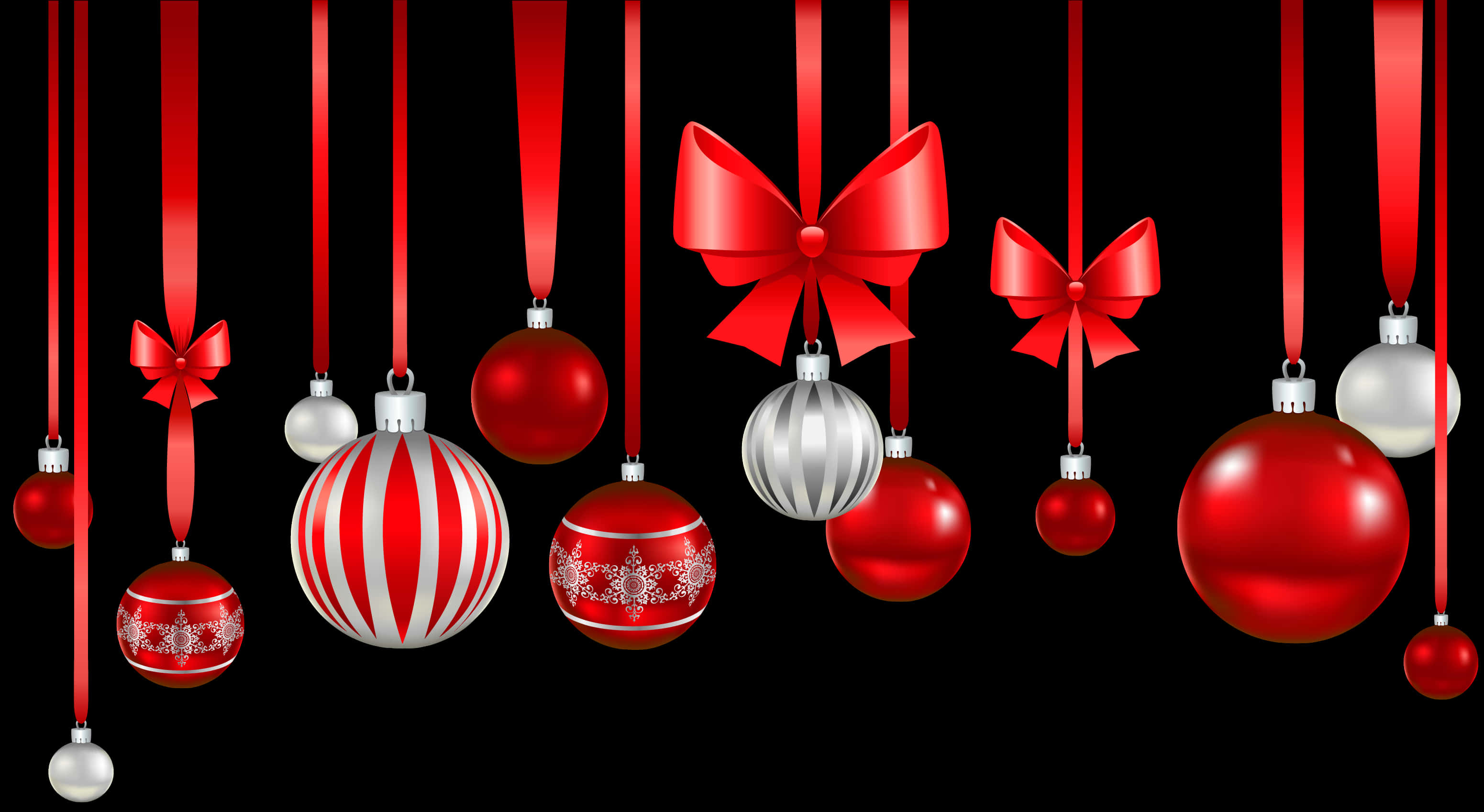 Christmas Ornament, vibrant red, silver, 2K Desktop Wallpaper