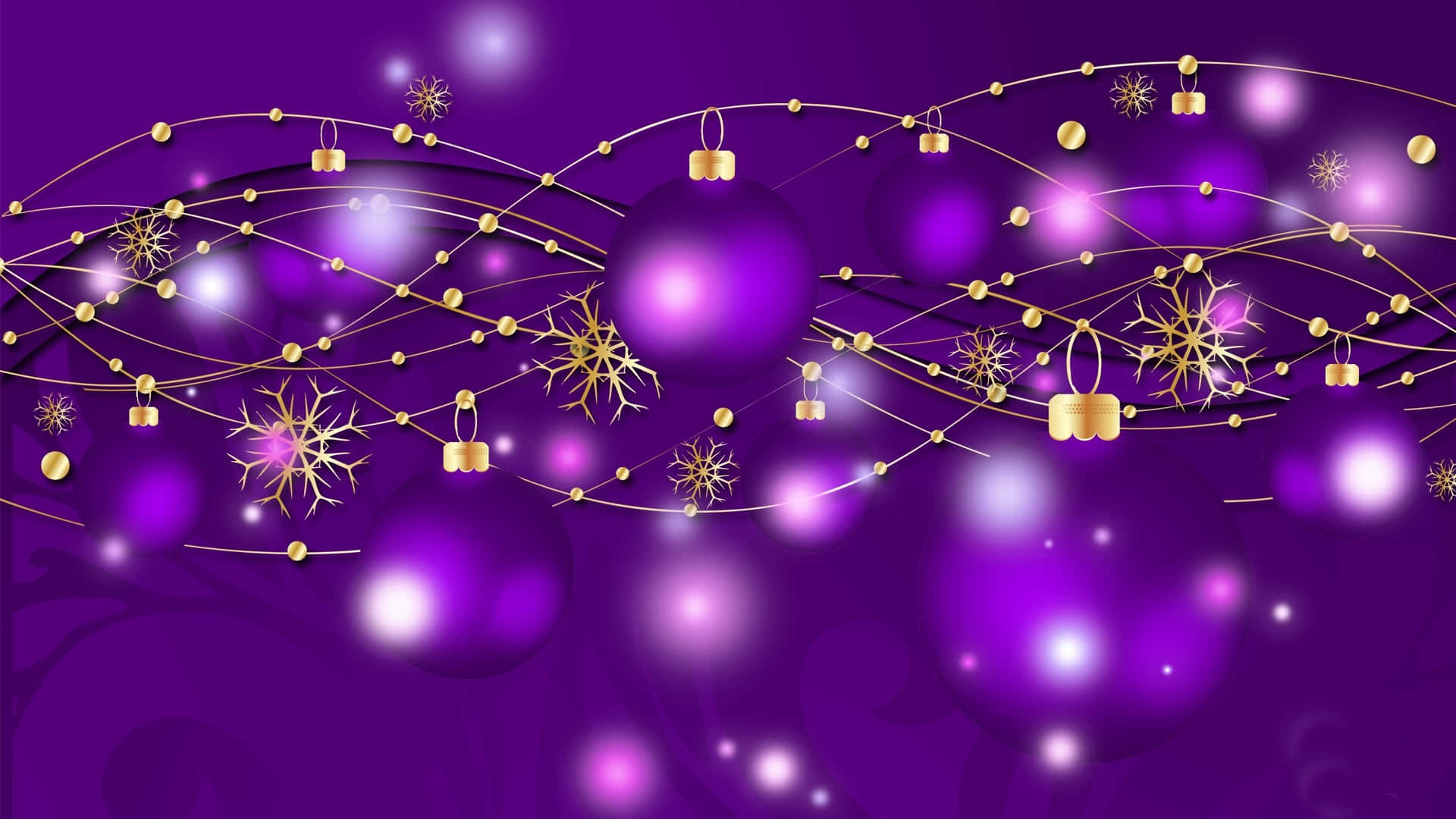 purple, gold, holiday ornaments, Full HD Desktop Wallpaper
