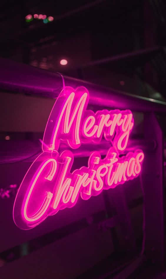 neon sign, Merry Christmas, pink, SD Phone Wallpaper