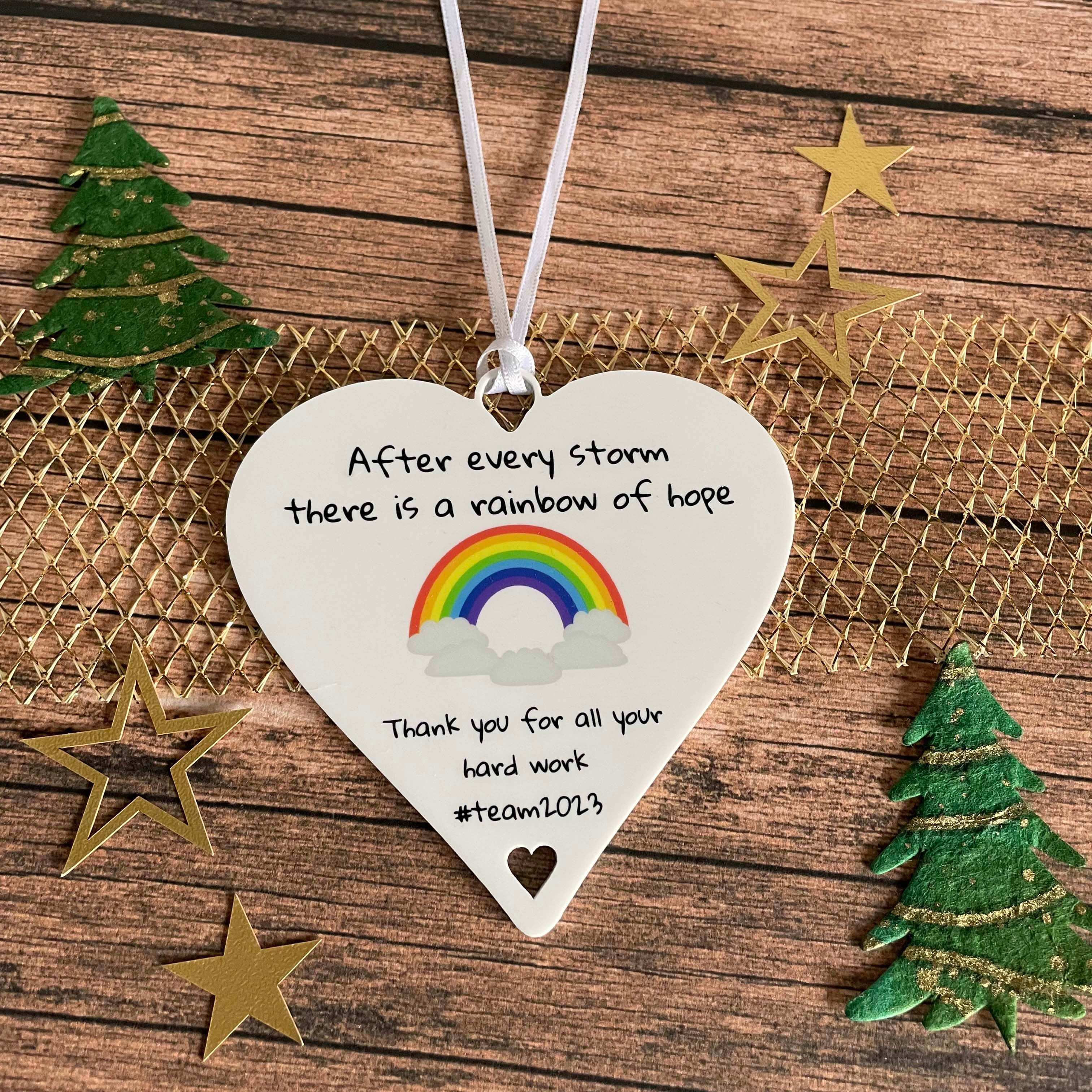 white heart-shaped ornament, rainbow, inspirational text, 2K Desktop Wallpaper