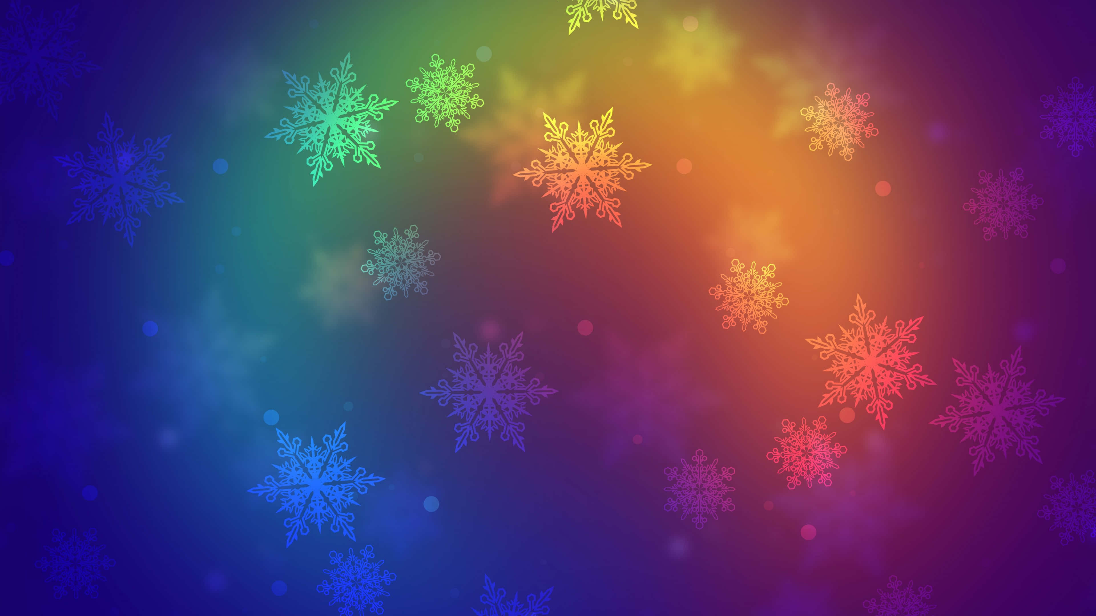 Christmas Snowflakes, rainbow gradient, blue to orange gradient, 4K Desktop Wallpaper