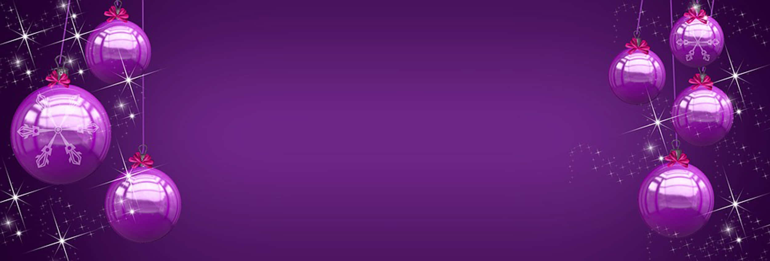Purple Christmas Ultrawide, shiny purple Christmas ornaments, snowflake designs, Full HD Desktop Wallpaper