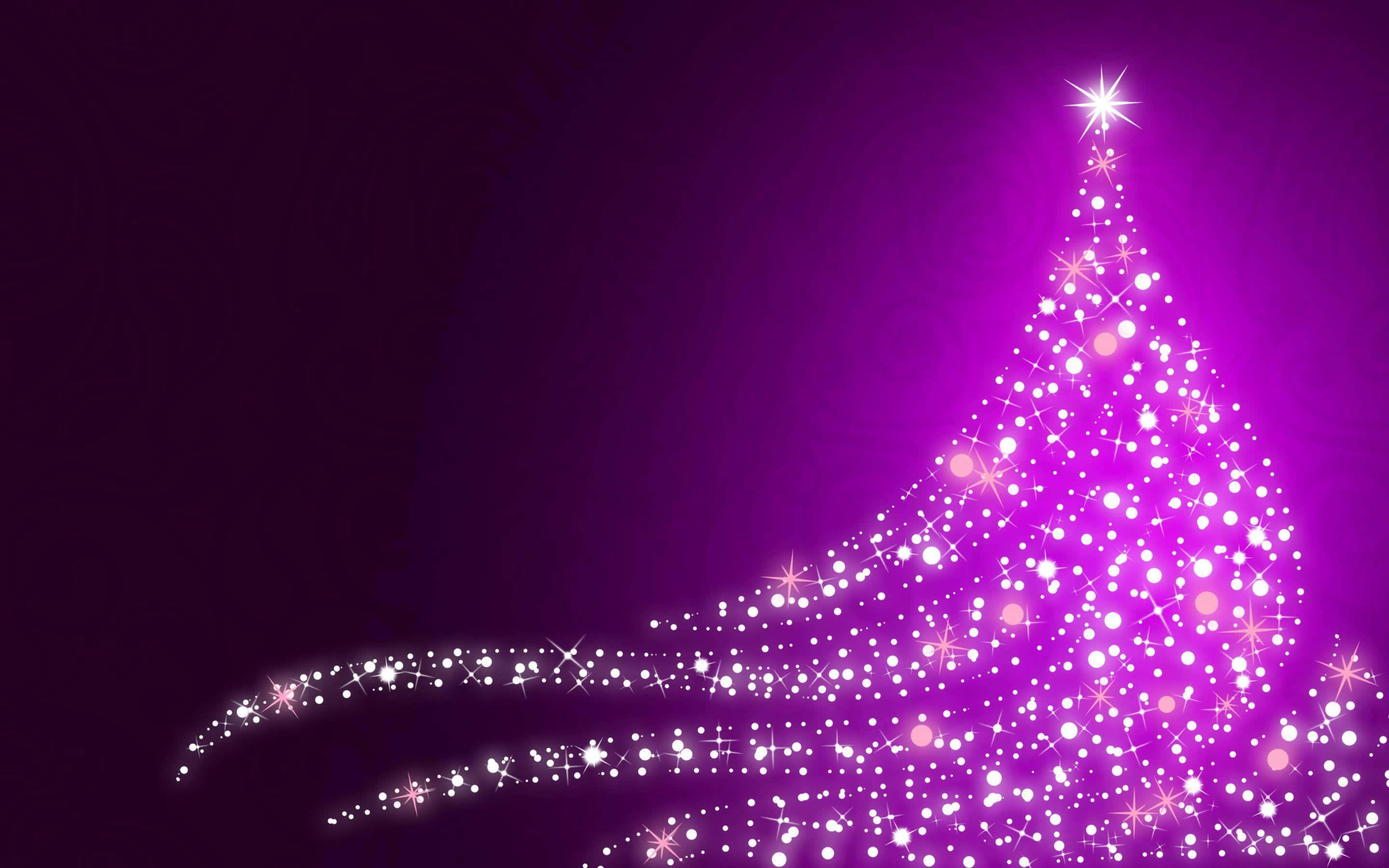 purple Christmas, glowing white lights, starbursts, 2K Desktop Wallpaper