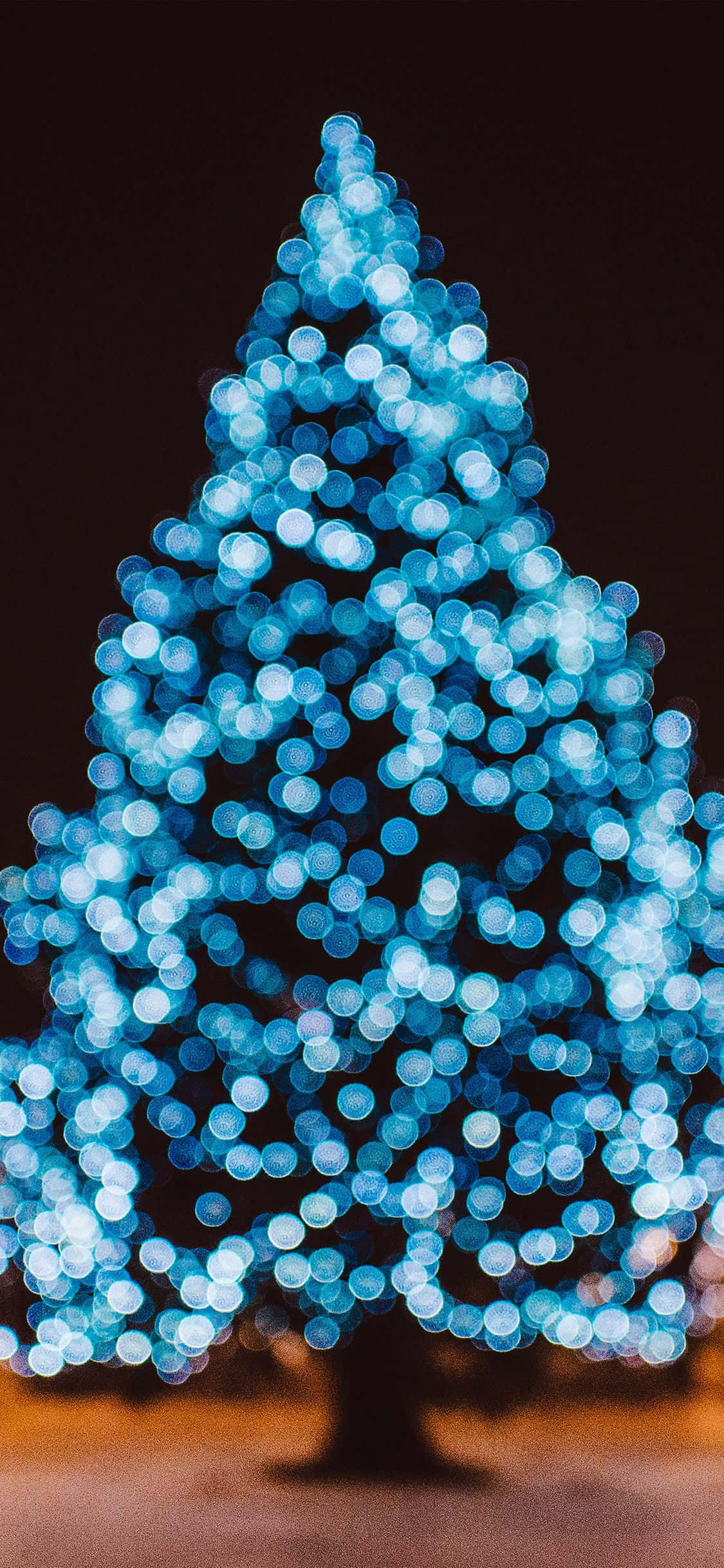 blue Christmas tree, bokeh-lit, dark night sky, Full HD Phone Wallpaper