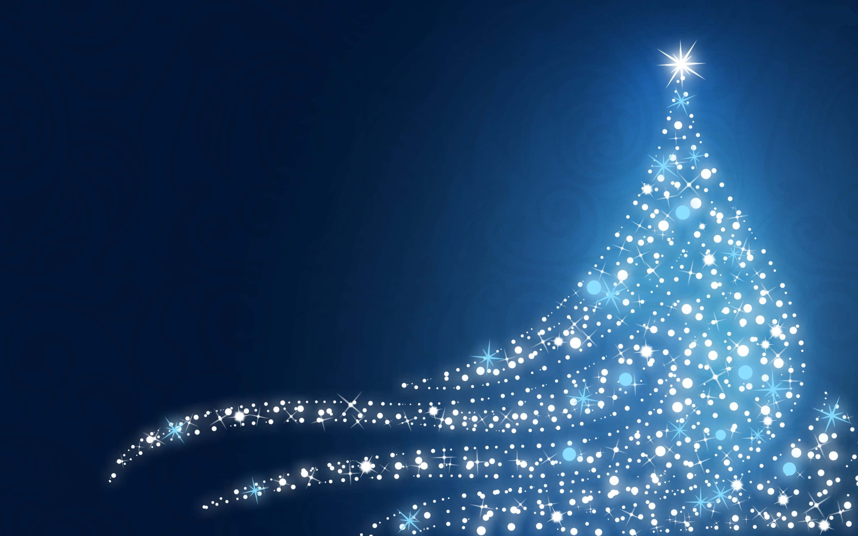 Blue Christmas Tree, glowing blue Christmas tree, sparkling lights, 2K Desktop Wallpaper