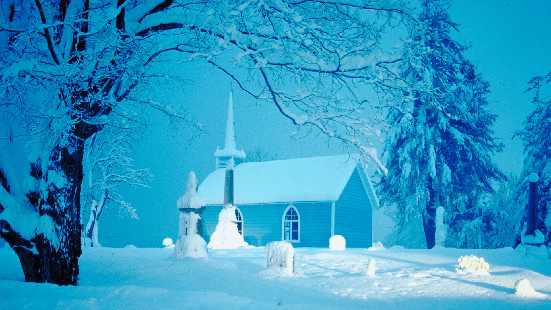 church, Christmas Scenes, snow-covered, Full HD Desktop Wallpaper