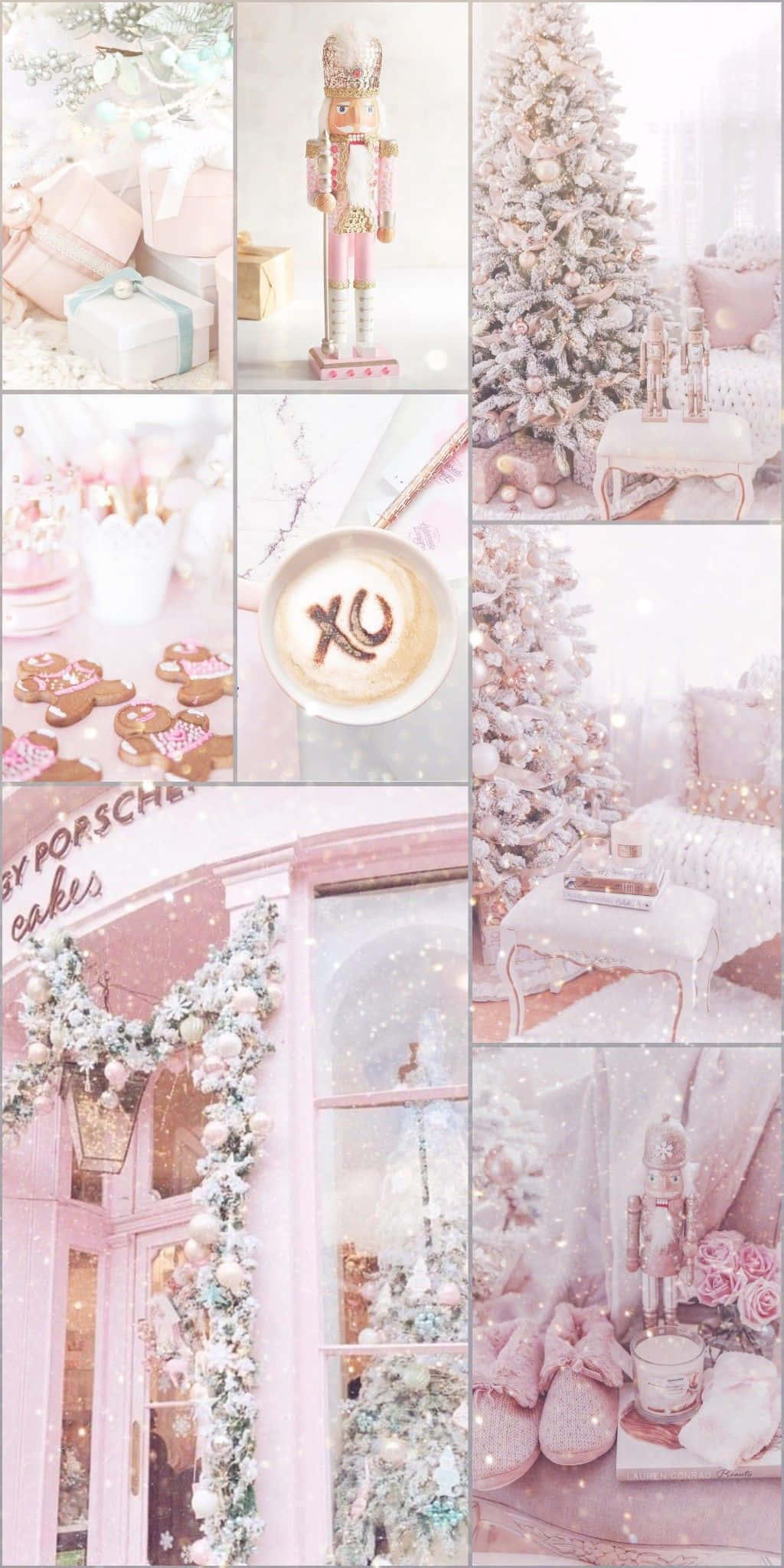 pink christmas tree, snow-dusted trees, cookies, Full HD Phone Wallpaper