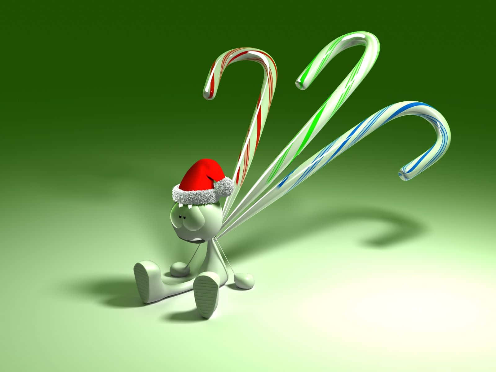 3D Christmas Scene, white cartoon character, red Santa hat, HD Desktop Wallpaper