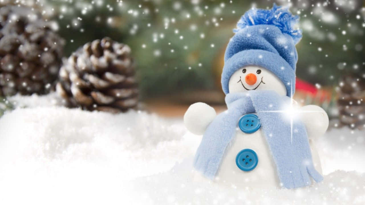 Christmas Snowman, blue hat, scarf, HD Desktop Wallpaper
