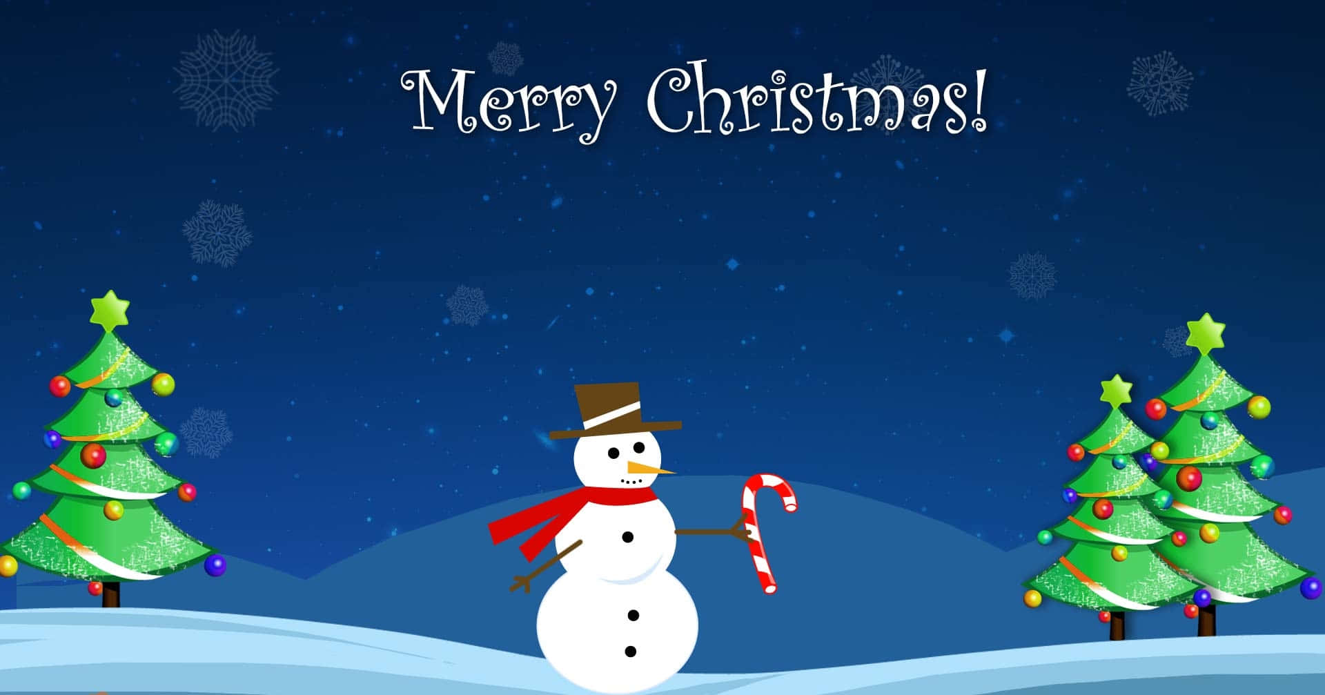 Christmas Snowman, candy cane, Christmas trees, Full HD Desktop Wallpaper