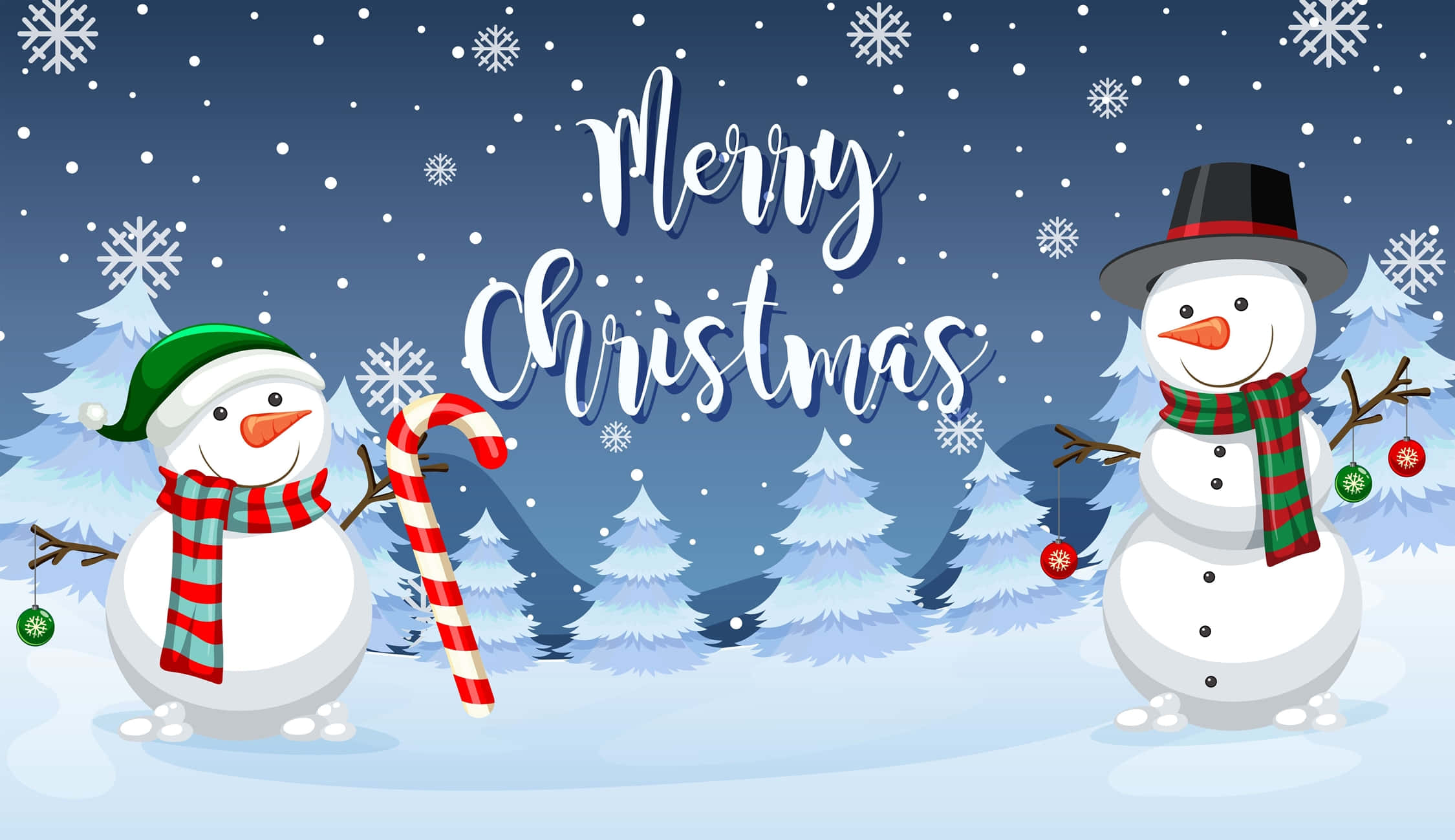 Christmas snowman, festive hats, scarves, Full HD Desktop Wallpaper
