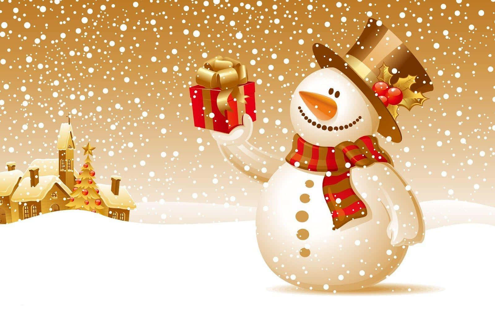 Christmas Snowman, top hat, scarf, HD Desktop Wallpaper