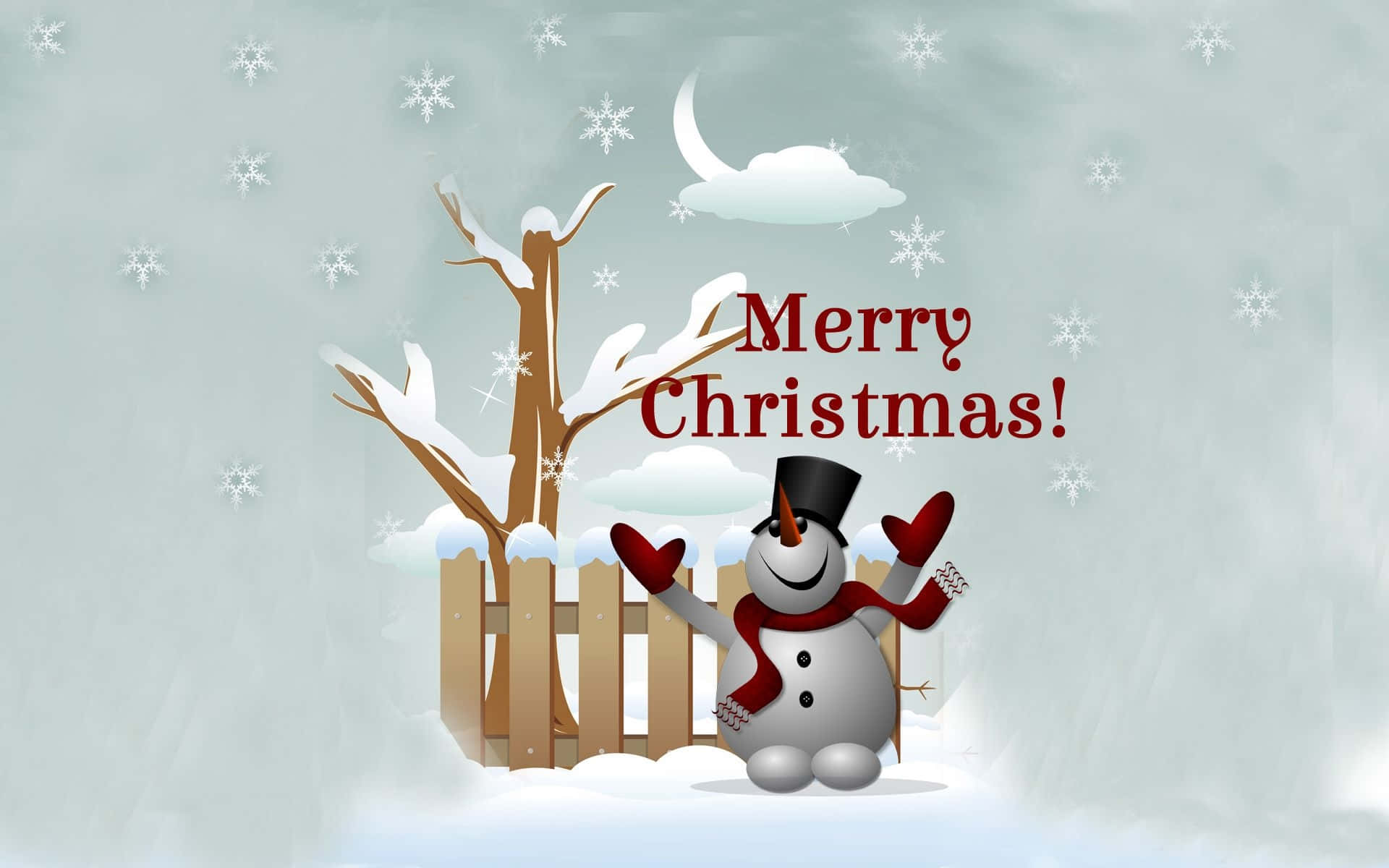 Christmas Snowman, red mittens, scarf, Full HD Desktop Wallpaper