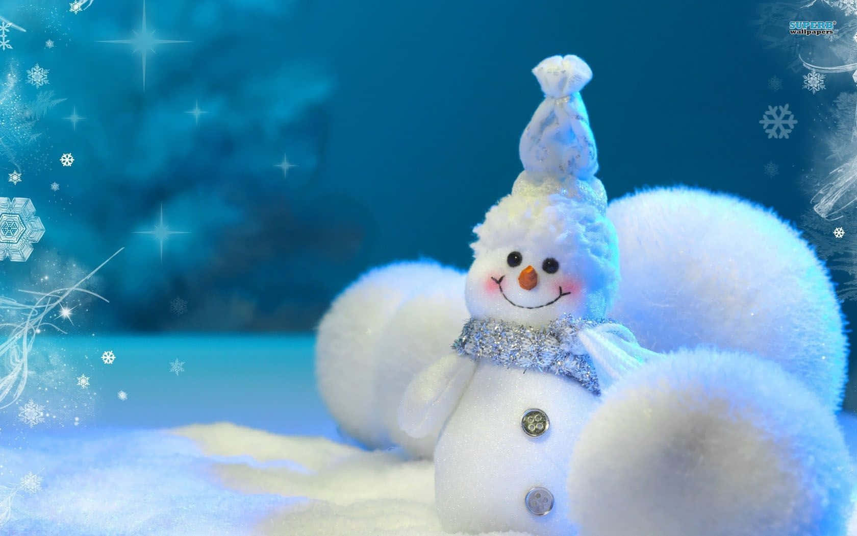 Christmas Snowman, glittery scarf, top hat, HD Desktop Wallpaper