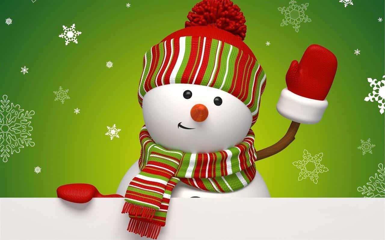 Christmas Snowman, red green striped hat, scarf, HD Desktop Wallpaper
