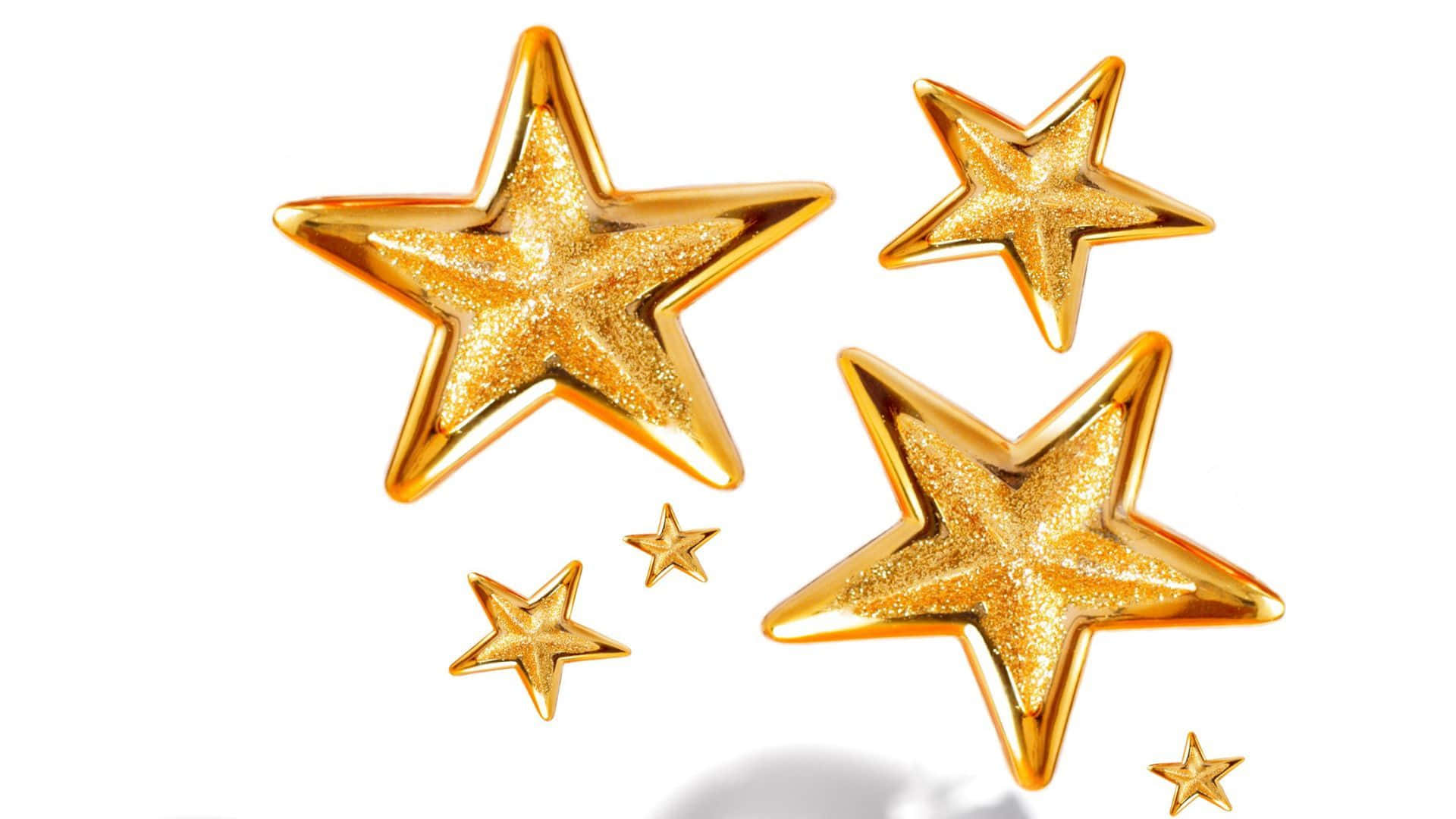 gold stars, clean white background, glittery texture, Full HD Desktop Wallpaper