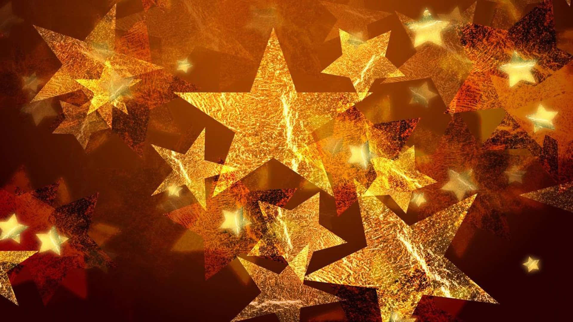 Christmas Star, golden textured stars, amber, Full HD Desktop Wallpaper
