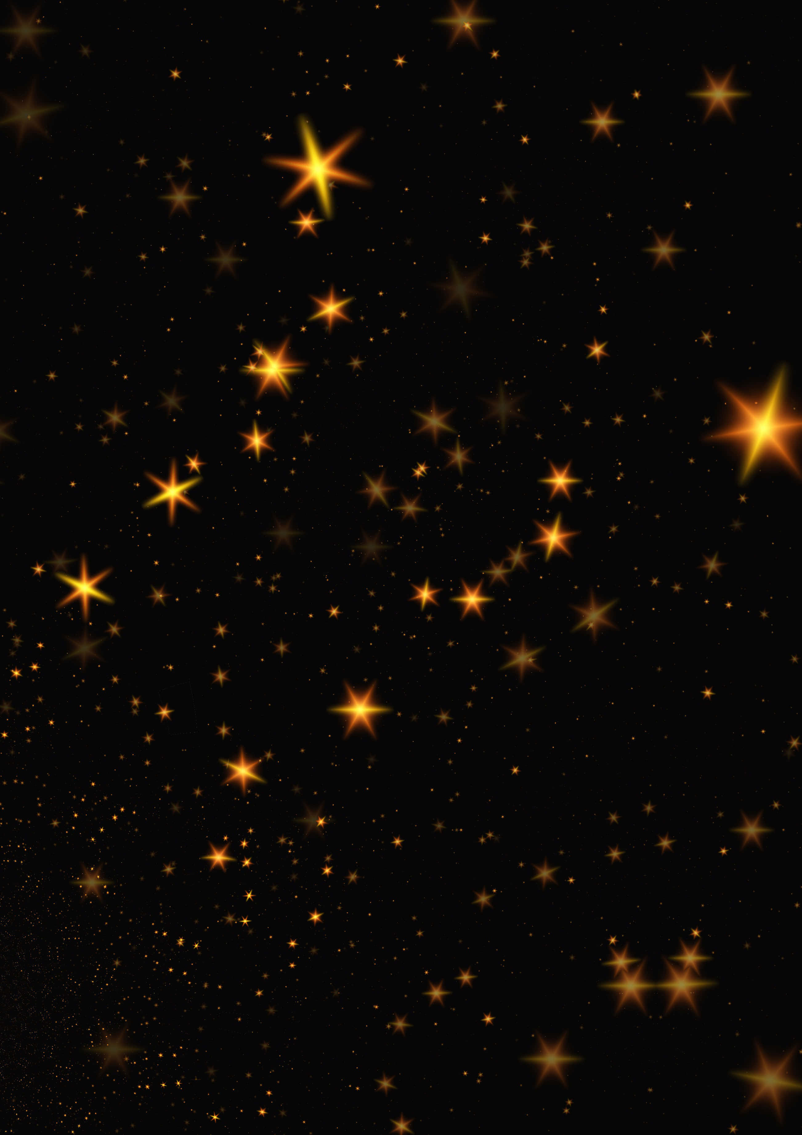 Christmas Star, golden stars, deep black cosmic backdrop, 2K Phone Wallpaper