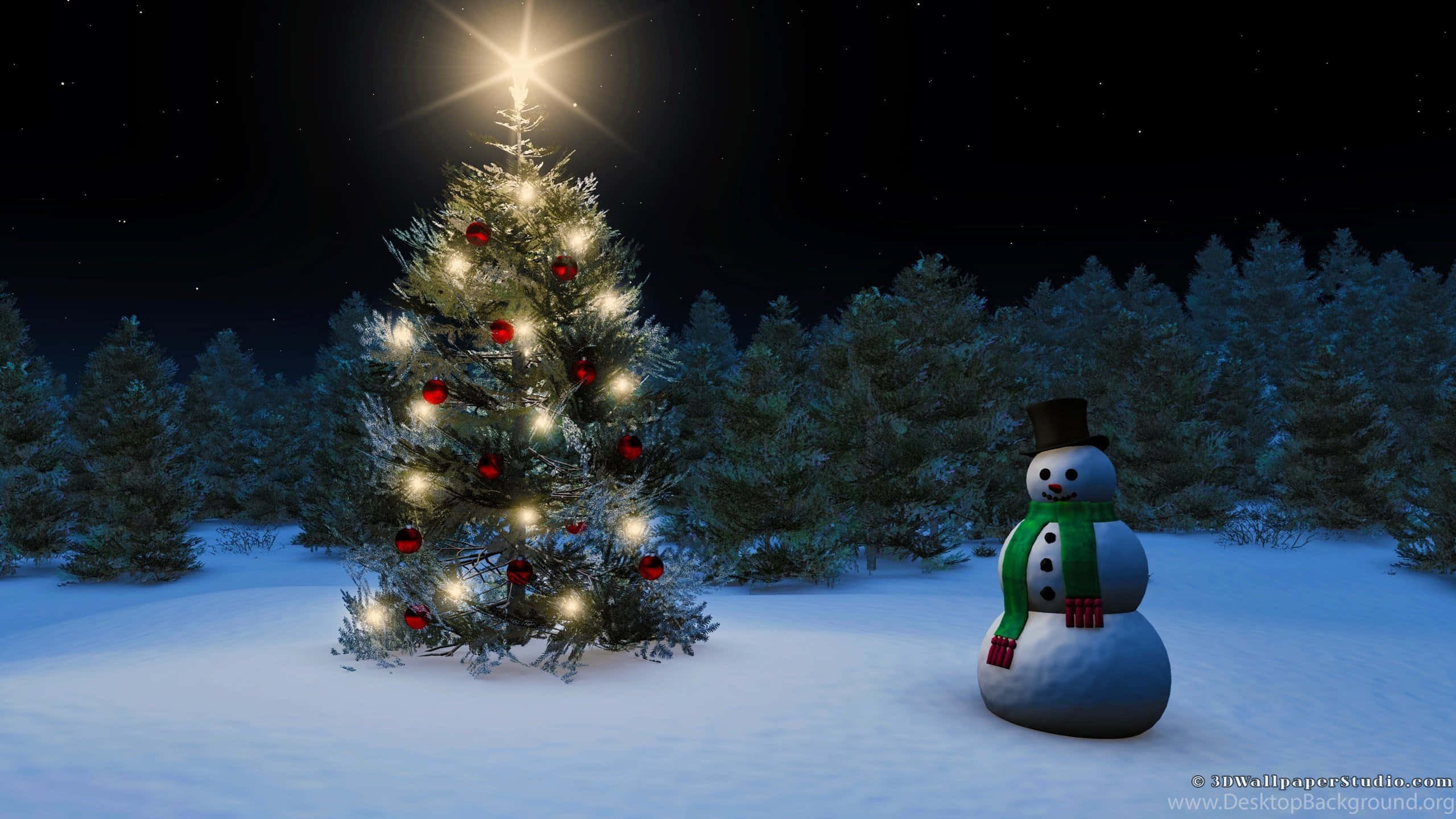 1920x1080 HD, Christmas tree, red ornaments, 2K Desktop Wallpaper