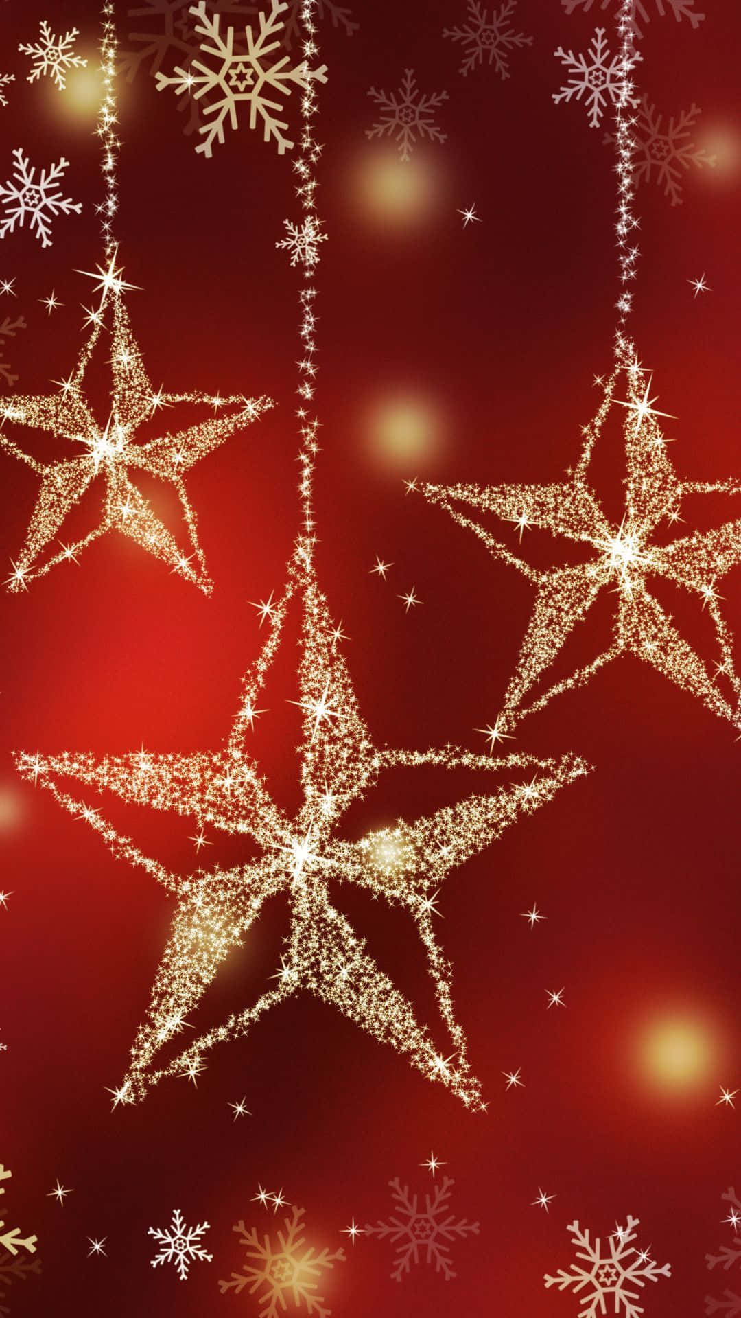 Christmas Star, golden glittering stars, snowflakes, Full HD Phone Wallpaper