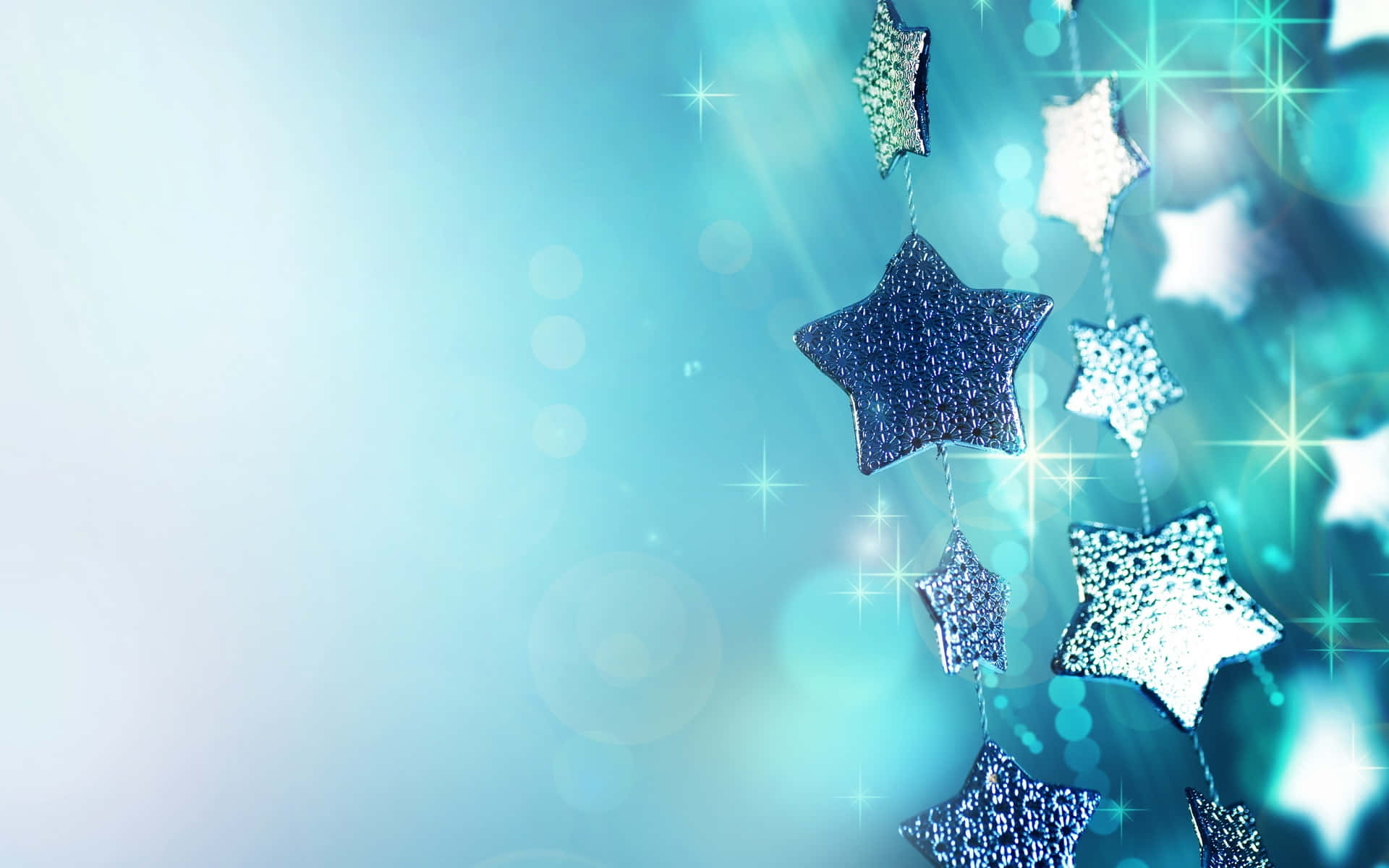 Christmas Star, shimmering silver, soft blue gradient, Full HD Desktop Wallpaper