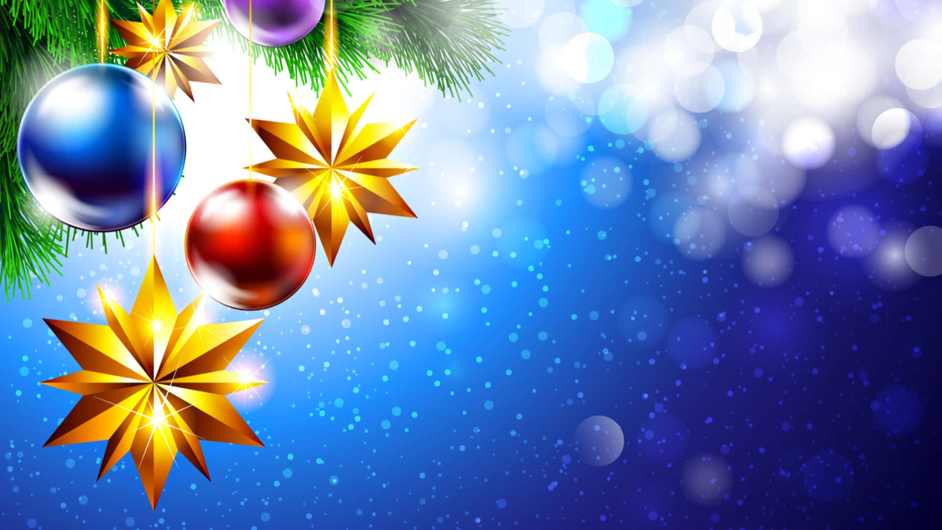 Christmas Star, shiny, blue, Full HD Desktop Wallpaper