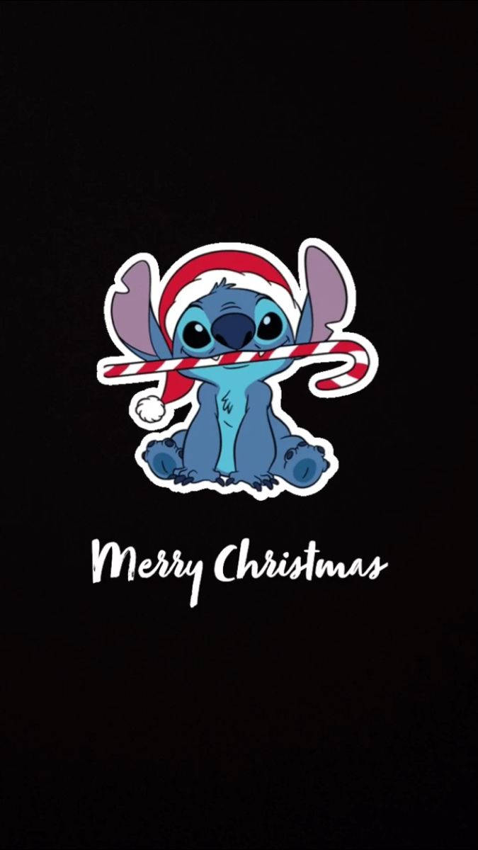 Stitch, Santa hat, candy cane, SD Phone Wallpaper