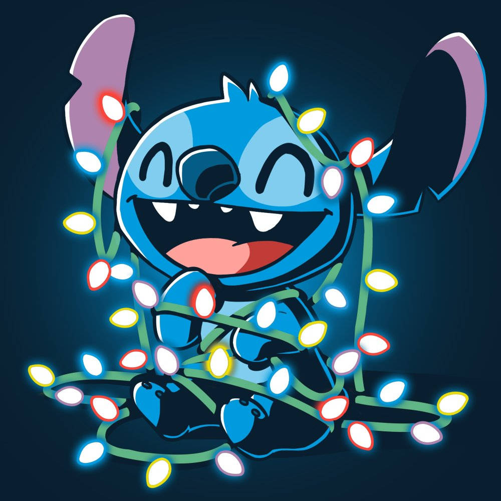 Christmas Stitch, neon lights, glowing multicolored Christmas lights, SD Desktop Wallpaper