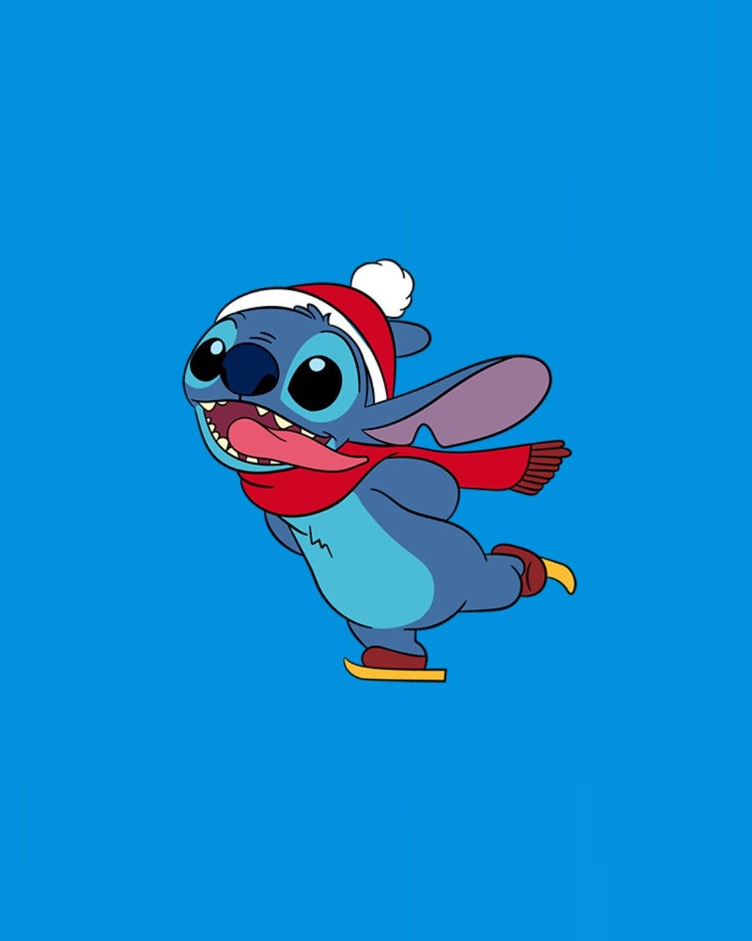 Stitch, red Santa hat, scarf, HD Phone Wallpaper