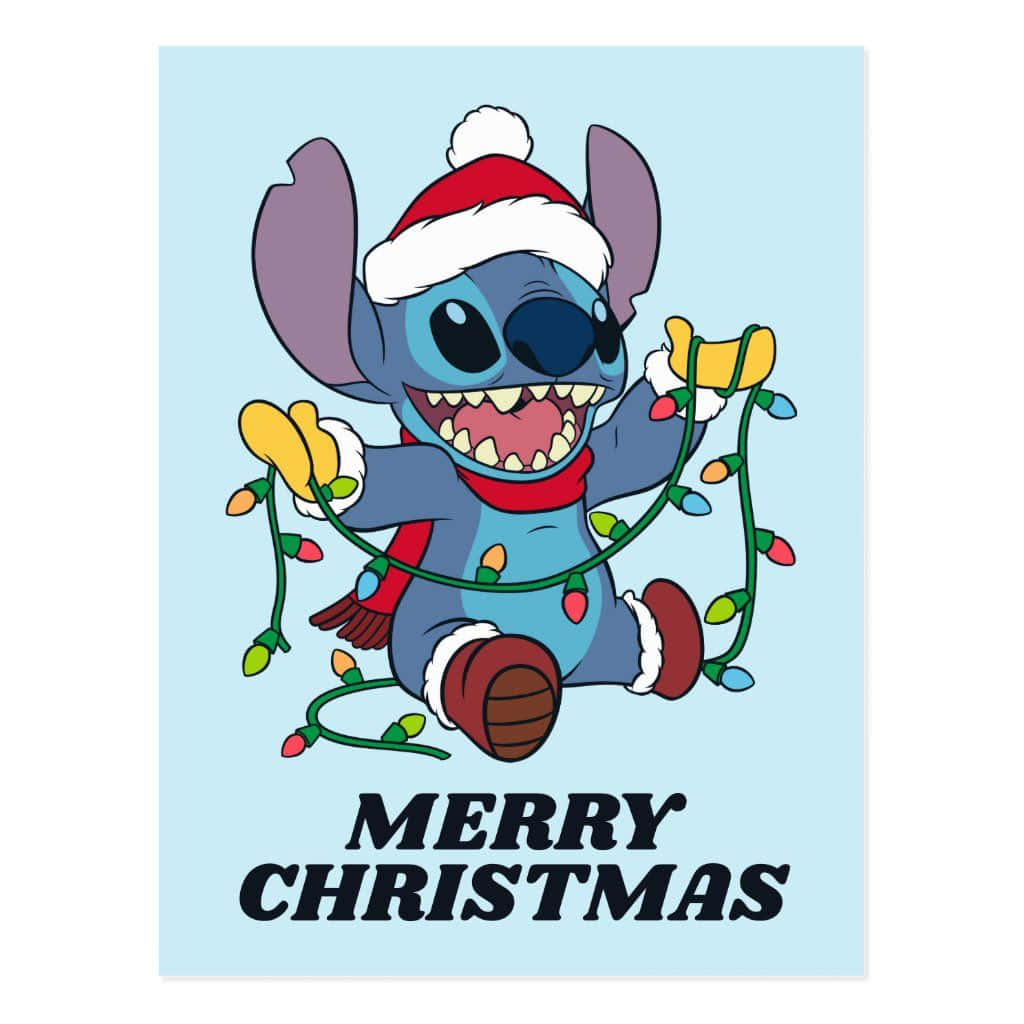 Stitch, Santa hat, scarf, SD Desktop Wallpaper