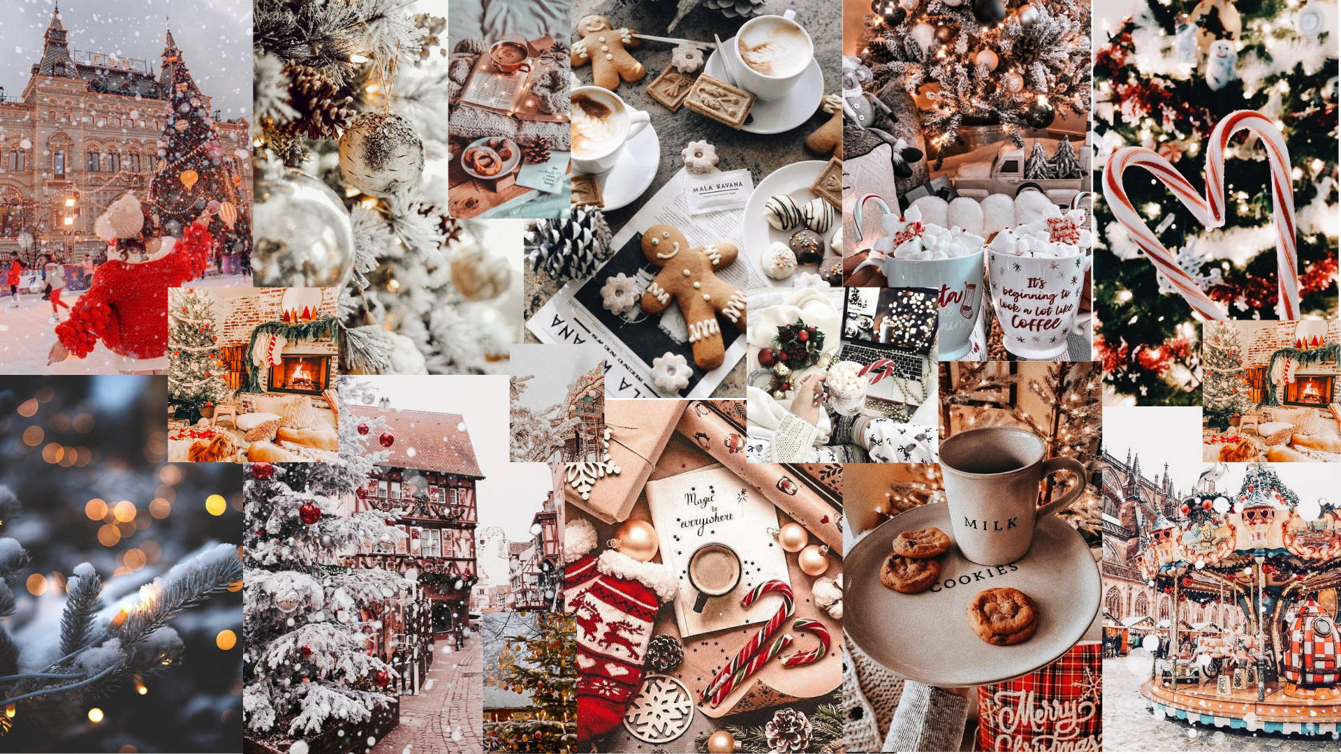 Christmas, snowy Christmas scenes, gingerbread cookies, Full HD Desktop Wallpaper