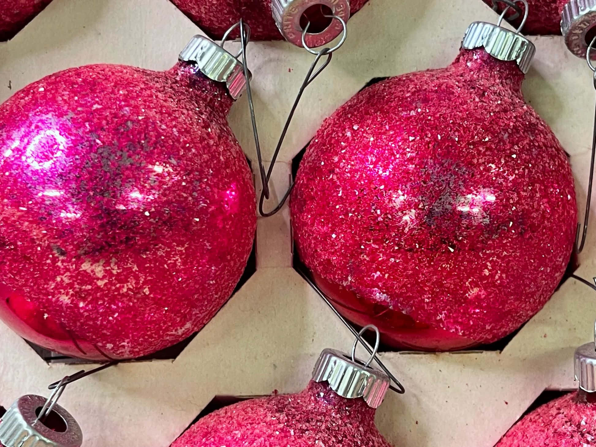 vintage pink Christmas ornaments, glittery, pink, Full HD Desktop Wallpaper