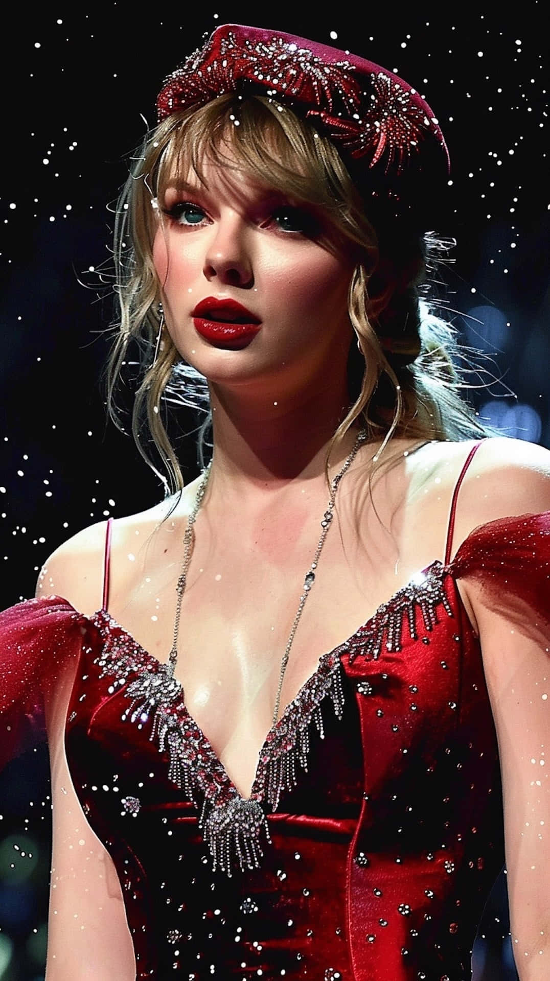 Taylor Swift, Christmas, sparkling red velvet gown, Full HD Phone Wallpaper